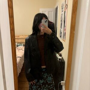 vintage black leather jacket